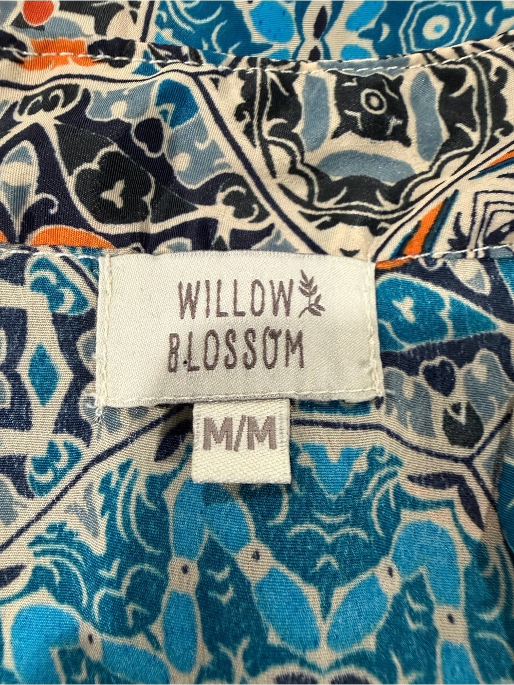 Willow Blossom Boho Tile Print Sleeveless Tunic Dress V-Neck Medium - Picture 6 of 8